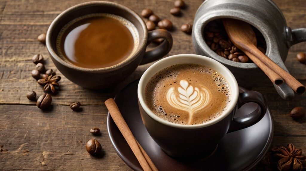 Whole organic coffee beans and a jar of coconut oil on a wooden table