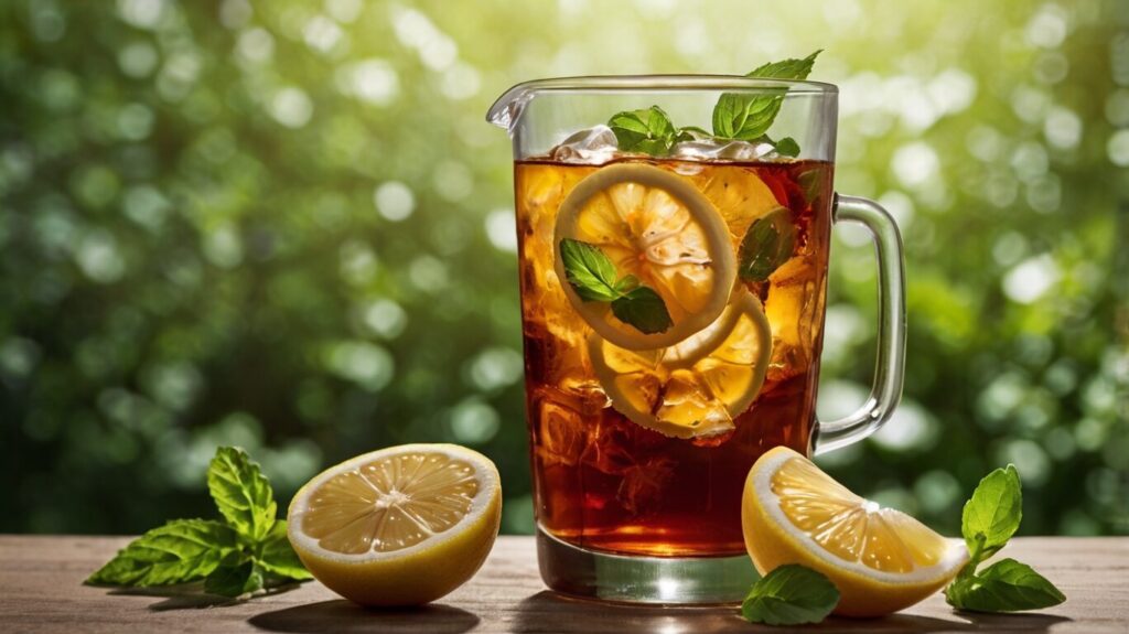 Ingredients for making various types of healthy iced tea