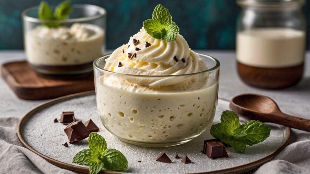 Fresh vanilla beans being scraped and heavy cream in a bowl