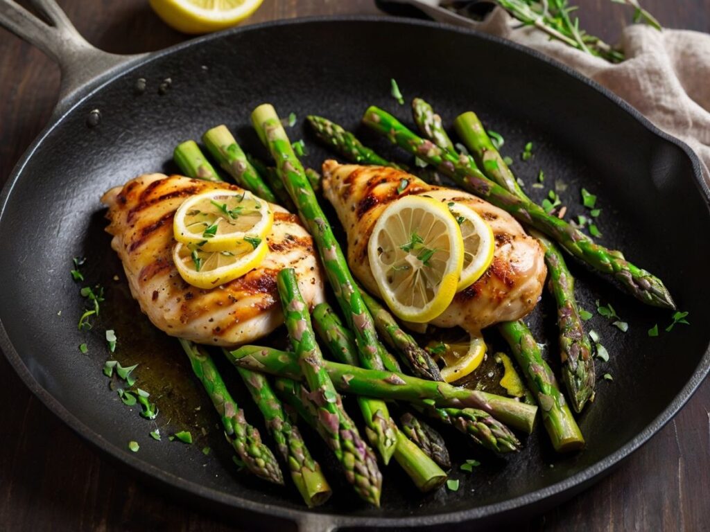 Ingredients for the lemon herb grilled chicken and asparagus