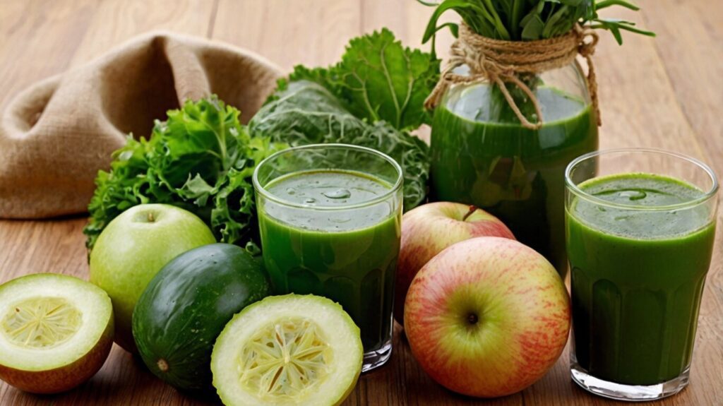 Final detox green juice served in a chilled glass