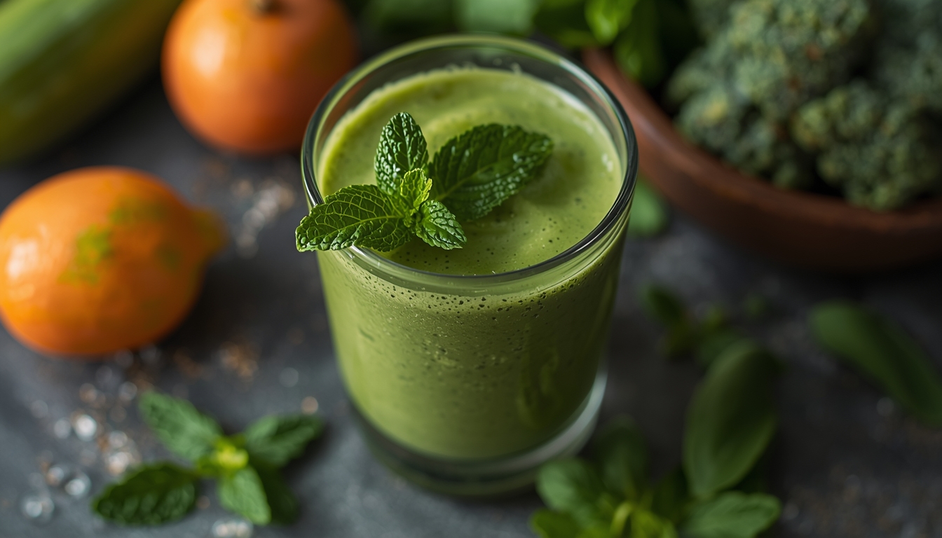 Fresh green ingredients for the detox smoothie