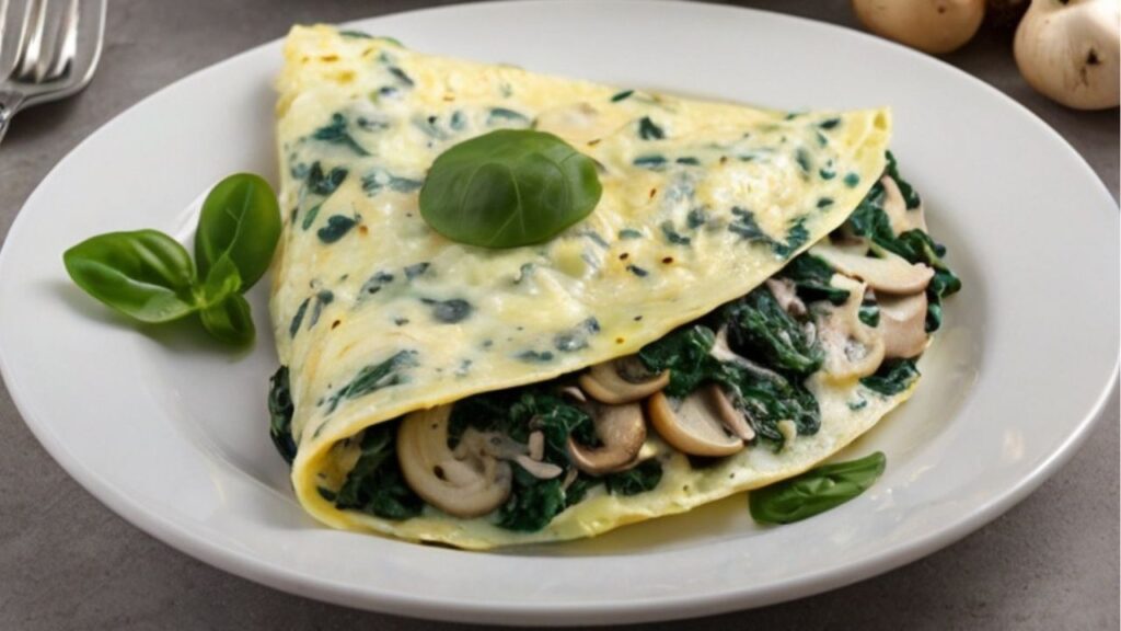 Enjoy a delicious egg white Spinach and Mushroom Omelet Step-by-Step Instructions, perfect for a healthy, protein-rich breakfast. This fitness meal is ideal for weight loss, providing essential nutrients without adding many calories. Made with fresh ingredients like spinach, mushrooms, and garlic, and seasoned with olive oil, salt, and pepper, this egg white omelet is an excellent choice for those seeking a balanced and nutritious diet, helping in the process of losing weight in a healthy way.