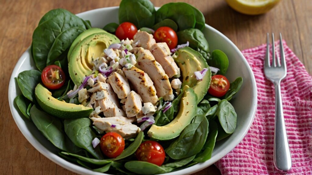 Chicken Salad with Avocado and Spinach