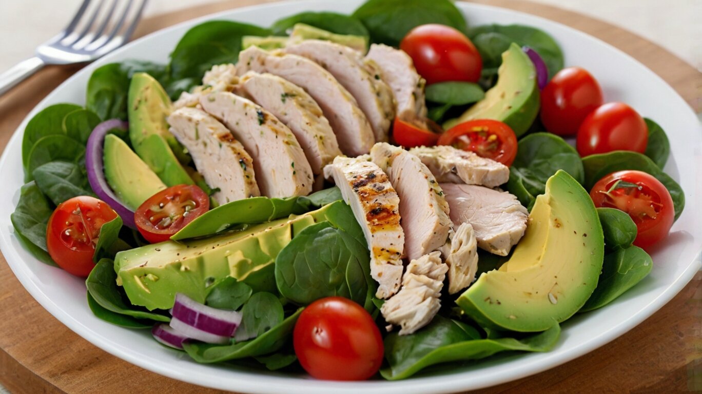 Chicken Salad with Avocado and Spinach