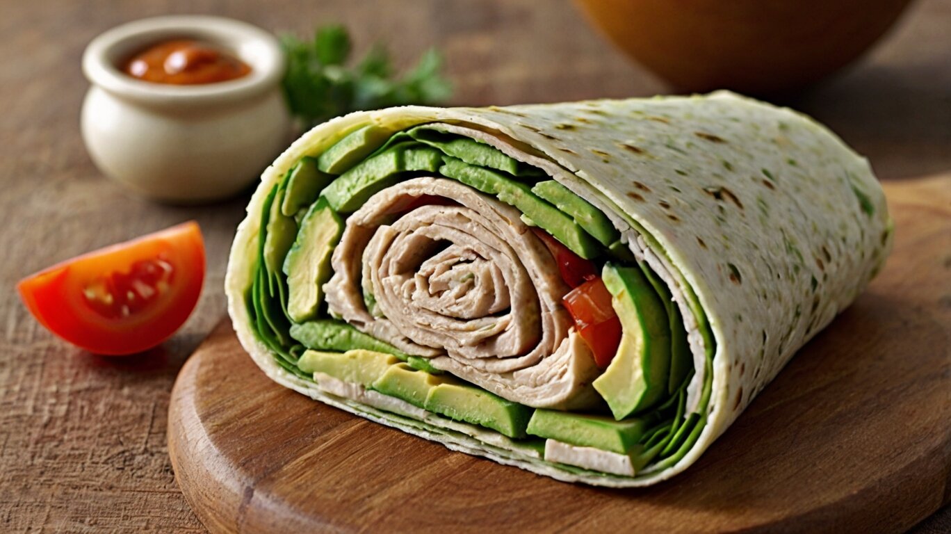 Savor the Savory: Unleash the Flavorful Delight of a Turkey Breast Wrap with Avocado