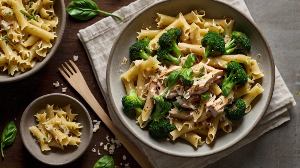 Discover a delicious and healthy spring pasta recipe with chicken and broccoli. Perfectly cooked pasta, tender chicken, and vibrant broccoli make a nutritious meal.