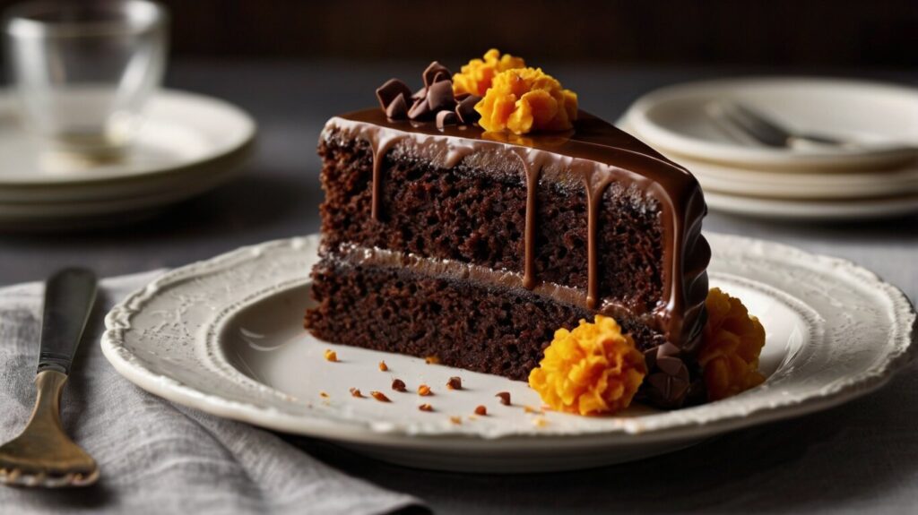 Decadent chocolate cake with a sweet potato twist: This moist, flavorful chocolate cake features a unique twist with sweet potato, adding a delightful complexity and natural sweetness to every bite.