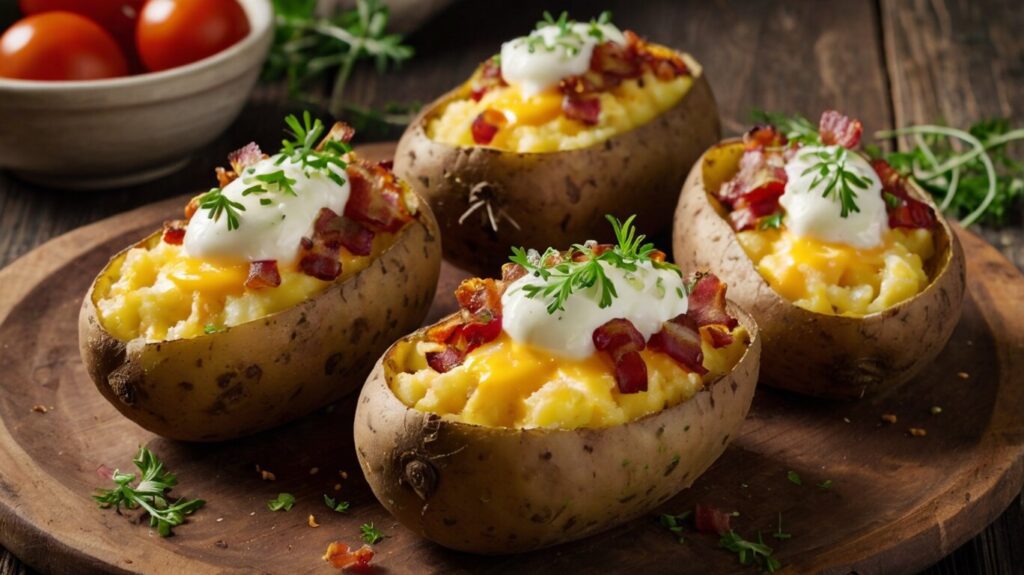 Delicious stuffed potato recipes featuring a variety of fillings like cheese, bacon, and vegetables. Perfect for any meal or occasion.